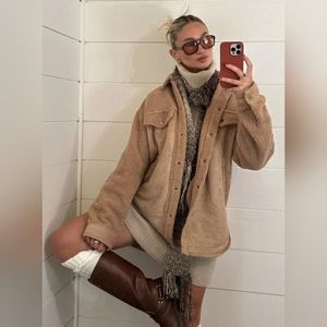 12th Tribe Bobbi Tan Suede Sherpa Jacket